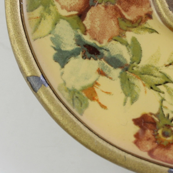 Vtg Enamel/Metal Double Frame Floral Yellow Gold Fits 3.5x5 Size Photos