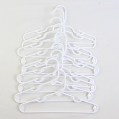 Lot of 10 Children's White Plastic Tubular Hangers with Notches, 12"