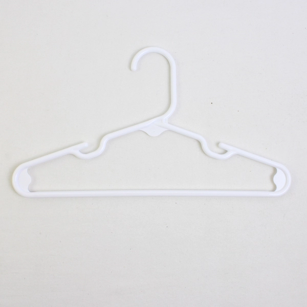 Lot of 10 Children's White Plastic Tubular Hangers with Notches, 12"