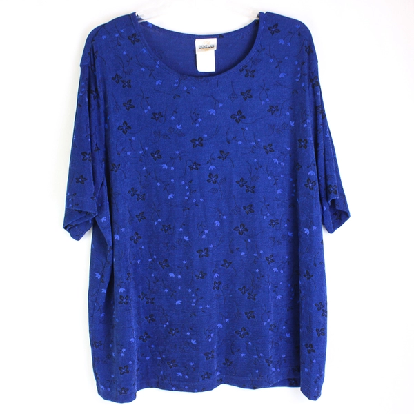 TR Bentley Floral Pattern Dark Blue T-Shirt Women's Size 2X