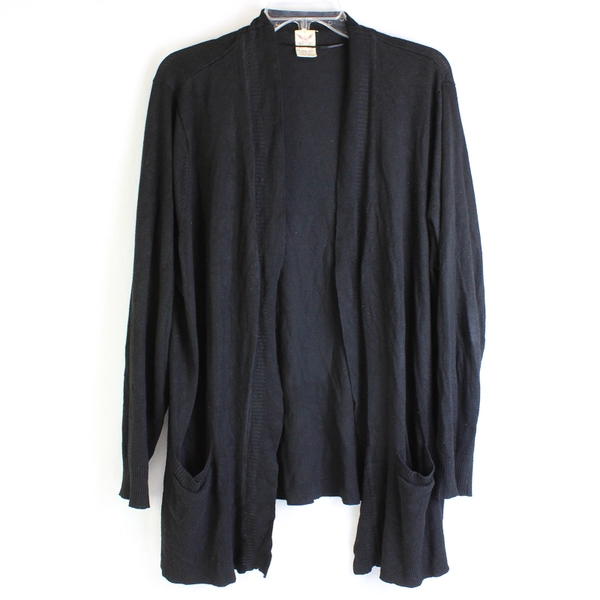 Faded Glory Black Open-Front Knit Cardigan Women's 3X 22W-24W
