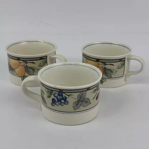 Set of 3 Mikasa Intaglio CAC29 Garden Harvest Coffee & Tea Cups Stoneware