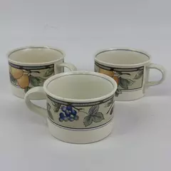 Set of 3 Mikasa Intaglio CAC29 Garden Harvest Coffee & Tea Cups Stoneware