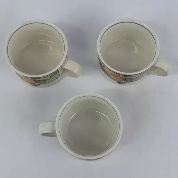 Set of 3 Mikasa Intaglio CAC29 Garden Harvest Coffee & Tea Cups Stoneware