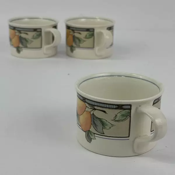 Set of 3 Mikasa Intaglio CAC29 Garden Harvest Coffee & Tea Cups Stoneware