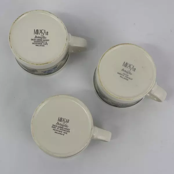 Set of 3 Mikasa Intaglio CAC29 Garden Harvest Coffee & Tea Cups Stoneware