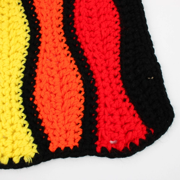 Handmade Knitted Rainbow & Black Throw Blanket 50" x 66.5"