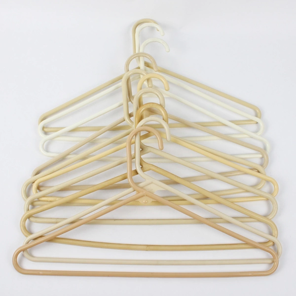 Lot of 10 Cream Plastic Tubular Clothes Hangers