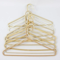Lot of 10 Cream Plastic Tubular Clothes Hangers