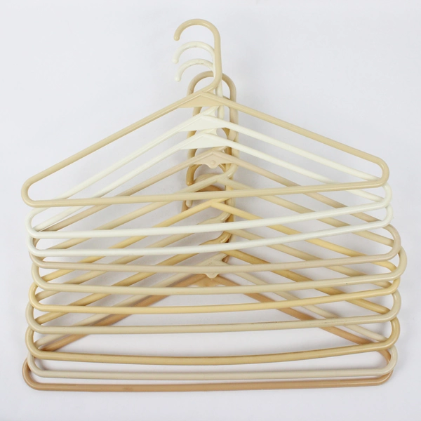 Lot of 10 Cream Plastic Tubular Clothes Hangers