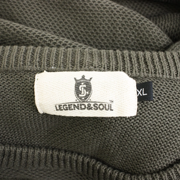 Legend & Soul Army Green Knit Cotton Sweater Men's Size XL