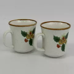 Set of 2 Mikasa Natural Beauty Happy Holidays Coffee Cups C9061