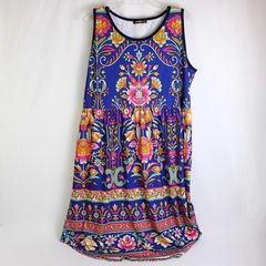 Izuria Multicolor Floral Sleeveless A-Line Midi Dress Women's Size 2XL
