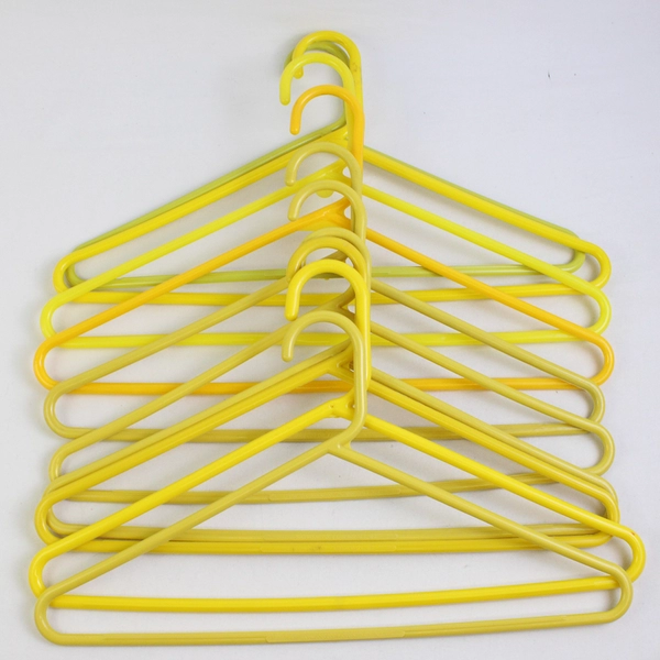 Lot of 10 Assorted Yellow Plastic Clothing Hangers