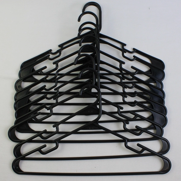Lot of 10 Black Tubular Notched Clothing Hangers