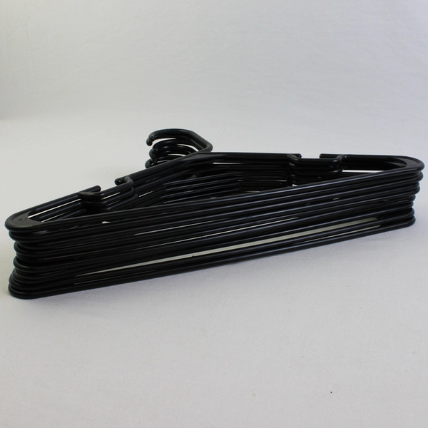 Lot of 10 Black Tubular Notched Clothing Hangers