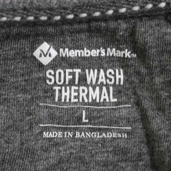 Member's Mark Gray Soft Wash Thermal Waffle Knit Shirt Men's Large