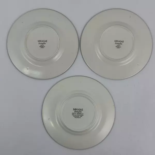 3 Mikasa Intaglio Arabella Bread Plates Blue Green Leaves 6.5 Inch CAC01