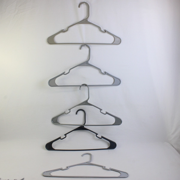 Lot of 10 Silver-Toned Notched Clothing Hangers