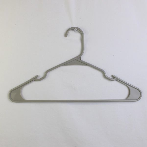 Lot of 10 Silver-Toned Notched Clothing Hangers