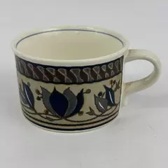 Mikasa Intaglio Arabella Flat Coffee Mug Blue Green Leaves 3.5 Inch CAC01