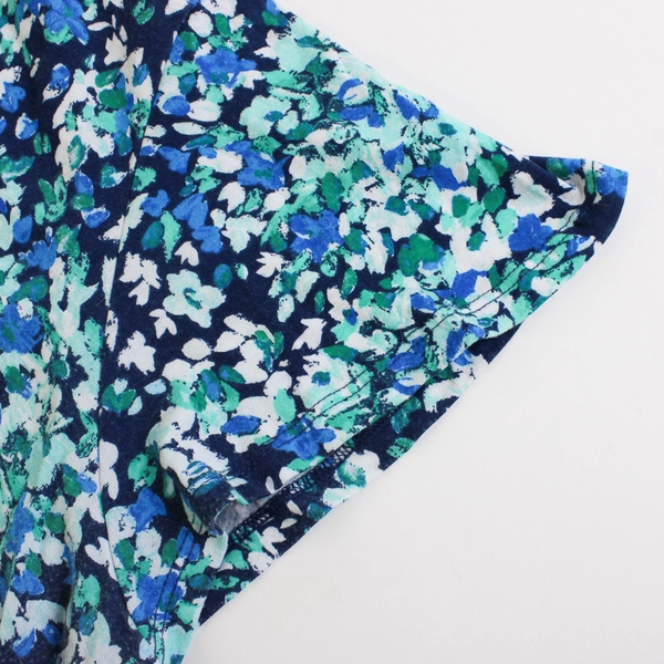 Liz Claiborne Blue and Green Floral T-Shirt Women's Size XL