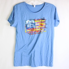 Spectra USA Multicolor American Flag Blue Graphic T-Shirt Women's XL