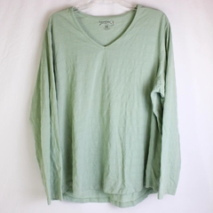 Canyon Guide Outfitters Mint Green Long-Sleeve V-Neck Shirt Women's Size 2X