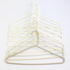 Lot of 10 Off-White Plastic Clothes Hangers With Hooks
