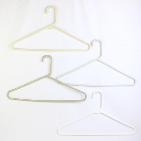 Lot of 10 Off-White Plastic Clothes Hangers With Hooks