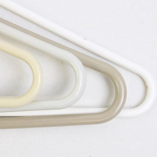 Lot of 10 Off-White Plastic Clothes Hangers With Hooks