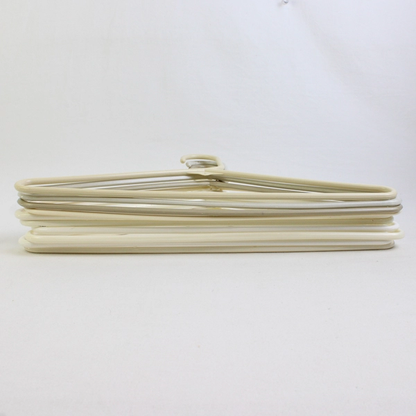 Lot of 10 Off-White Plastic Clothes Hangers With Hooks