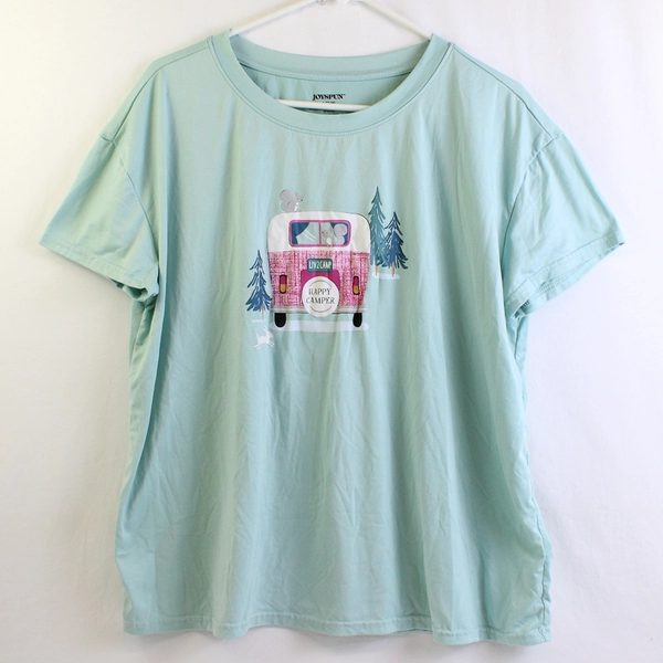Joyspun Happy Camper Graphic Pajama Top Women's Size L 12-14