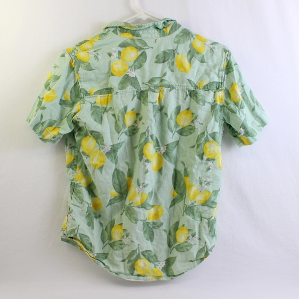 Old Navy Green and Yellow Lemon Print Button-Up Boys' Size XL 14-16