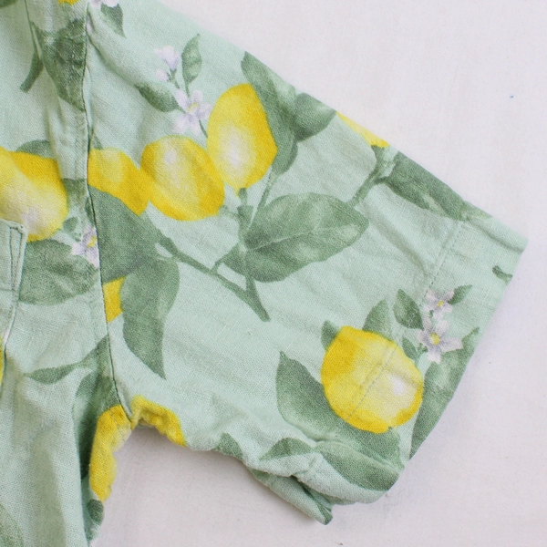 Old Navy Green and Yellow Lemon Print Button-Up Boys' Size XL 14-16