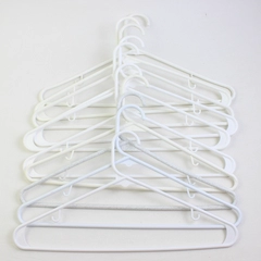 Lot of 10 Variety White Tubular Clothing Hangers with Hooks