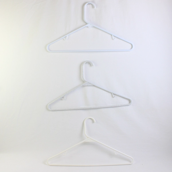 Lot of 10 Variety White Tubular Clothing Hangers with Hooks