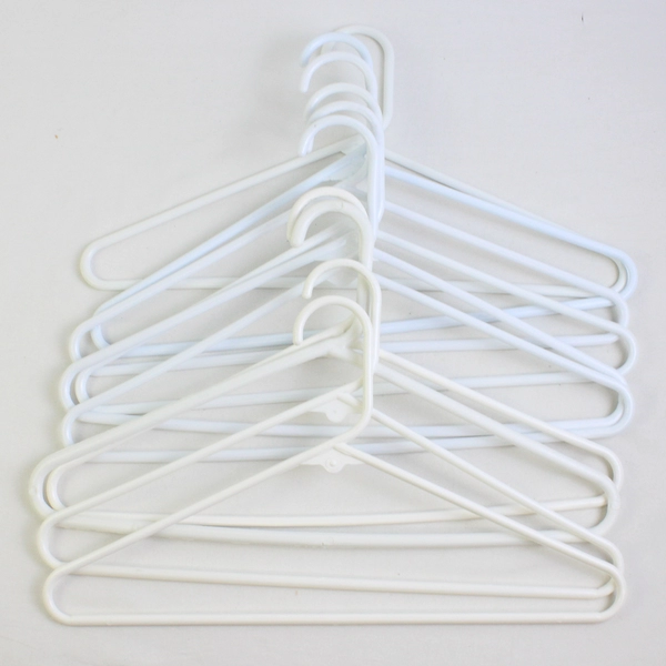 Lot of 10 White Tubular Clothing Hangers Closet Organizing