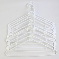 Lot of 10 White Clothing Hangers with Hooks