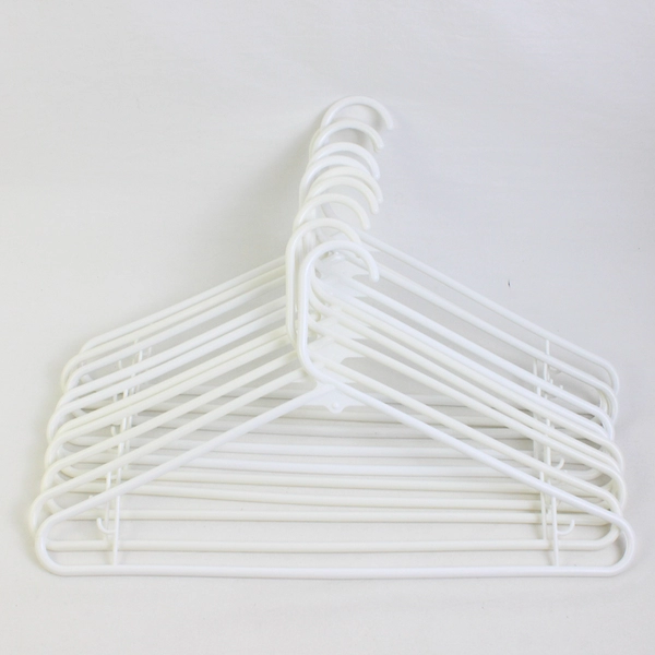 Lot of 10 White Tubular Hooked Clothing Hangers