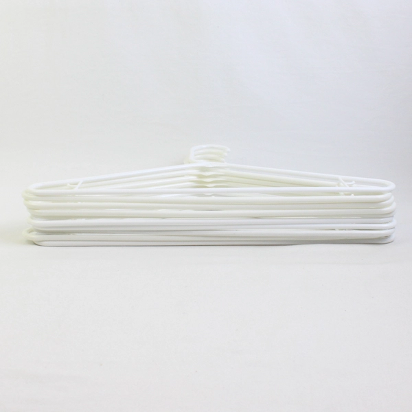 Lot of 10 White Tubular Hooked Clothing Hangers