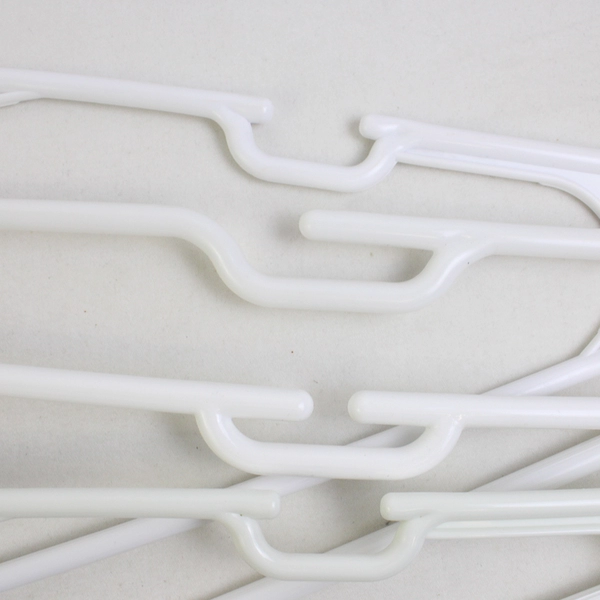 Lot of 10 White Notched Tubular Clothing Hangers