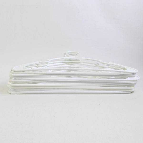 Lot of 10 White Notched Tubular Clothing Hangers