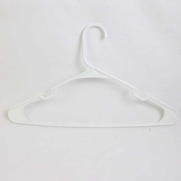Lot of 10 White Notched Tubular Clothing Hangers
