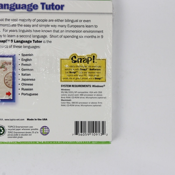 Snap! 9 Language Tutor CD-ROM Software Everyday Solutions 2003 New Sealed