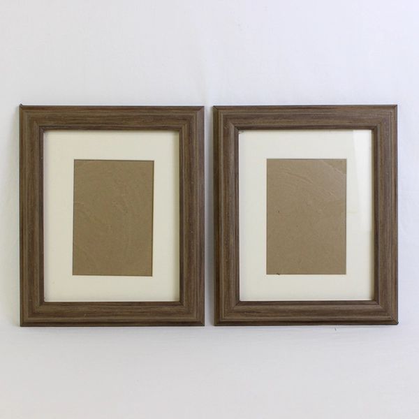 Lot of 2 Wooden Photo/Picture Matted Frames, 8" x 10" 