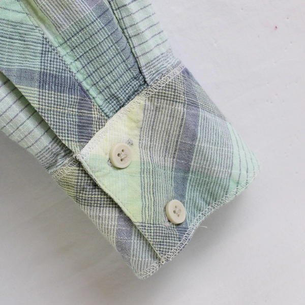 Columbia Women's S Light Green Plaid Button-up Long Sleeve