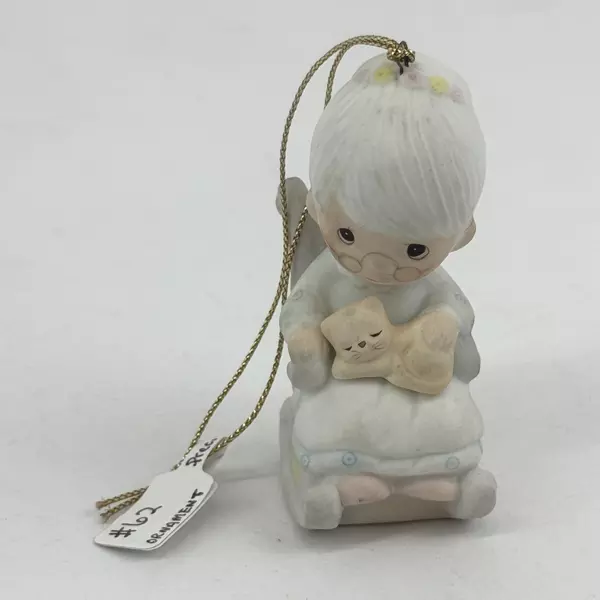 1983 Enesco Precious Moments Purr-fect Grandma Porcelain Bisque Mini Ornament