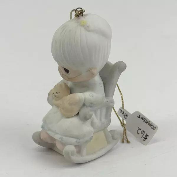 1983 Enesco Precious Moments Purr-fect Grandma Porcelain Bisque Mini Ornament