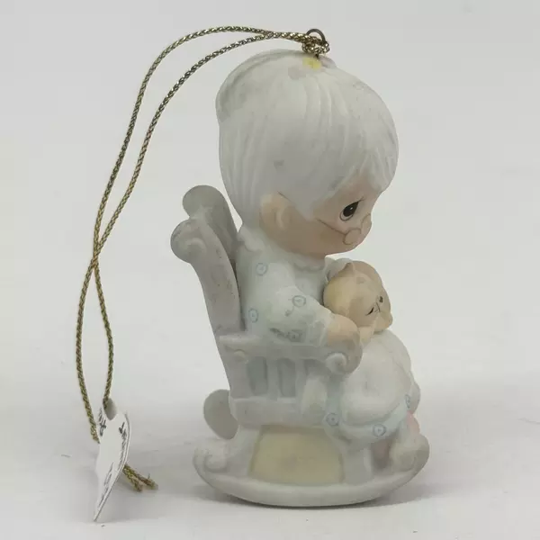 1983 Enesco Precious Moments Purr-fect Grandma Porcelain Bisque Mini Ornament